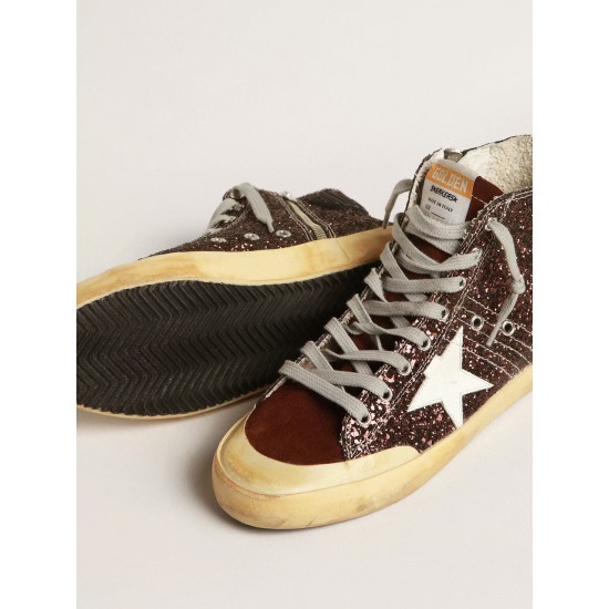 Francy Penstar in brown glitter with white leather star Francy Penstar in brown glitter with white leather star