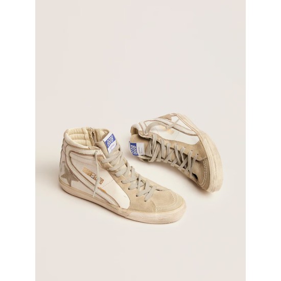 Women's Slide with ice-gray suede star and white flash Women's Slide with ice-gray suede star and white flash