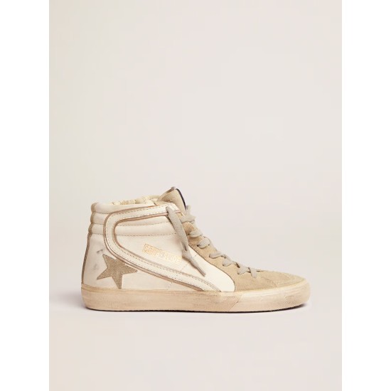 Women's Slide with ice-gray suede star and white flash Women's Slide with ice-gray suede star and white flash