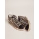 Women's Slide with silver laminated leather upper and studs Women's Slide with silver laminated leather upper and studs
