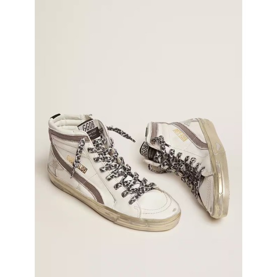 Women's Slide with star in white suede and leather flash Women's Slide with star in white suede and leather flash