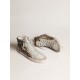 Women's Slide in leopard print pony skin with silver leather star Women's Slide in leopard print pony skin with silver leather star