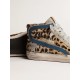 Women's Slide in leopard print pony skin with silver leather star Women's Slide in leopard print pony skin with silver leather star