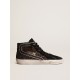 Slide in brown glitter with black leather star and flash Slide in brown glitter with black leather star and flash