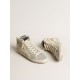 Slide in ivory nylon with white leather star and silver Swarovski crystal tongue Slide in ivory nylon with white leather star and silver Swarovski crystal tongue