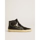 Slide in leather with black star and Swarovski crystal flash Slide in leather with black star and Swarovski crystal flash
