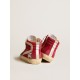 Slide in red suede with silver star and lizard print flash Slide in red suede with silver star and lizard print flash