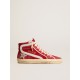 Slide in red suede with silver star and lizard print flash Slide in red suede with silver star and lizard print flash