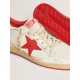 Women's Ball Star in white leather with red star and heel tab Women's Ball Star in white leather with red star and heel tab