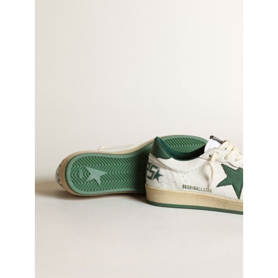 Women's Ball Star in white nappa leather with green leather star and heel tab Women's Ball Star in white nappa leather with green leather star and heel tab