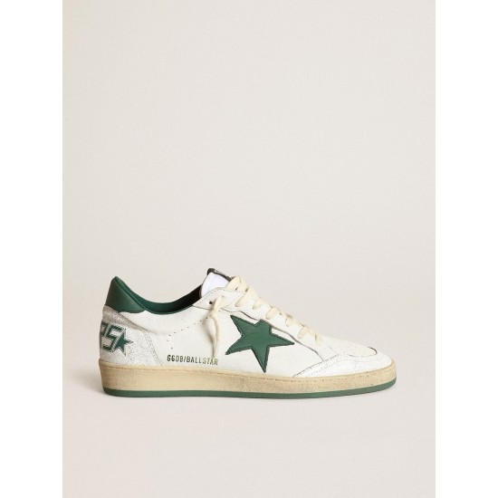 Women's Ball Star in white nappa leather with green leather star and heel tab Women's Ball Star in white nappa leather with green leather star and heel tab
