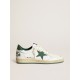 Women's Ball Star in white nappa leather with green leather star and heel tab Women's Ball Star in white nappa leather with green leather star and heel tab