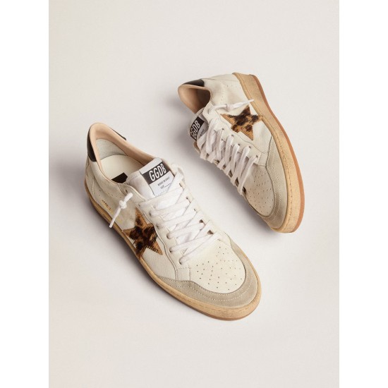 Women's Ball Star with leopard print pony skin star and black heel tab Women's Ball Star with leopard print pony skin star and black heel tab