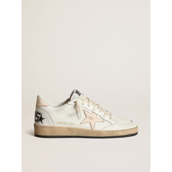 Ball Star LTD in white nappa with a salmon-pink nappa star Ball Star LTD in white nappa with a salmon-pink nappa star