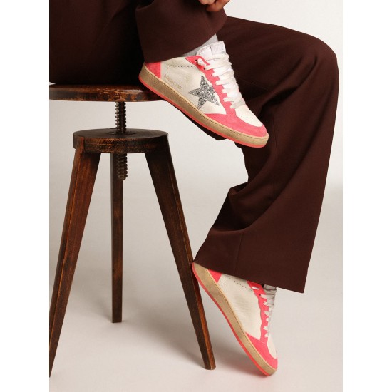 Women's Ball Star in white nappa with glitter star Women's Ball Star in white nappa with glitter star