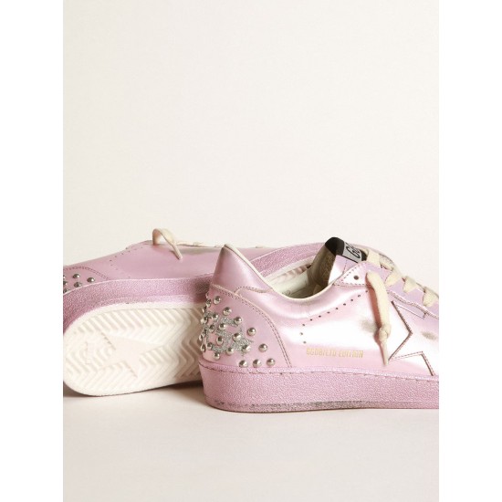 Women’s Ball Star LAB in pink laminated leather with studs Women’s Ball Star LAB in pink laminated leather with studs