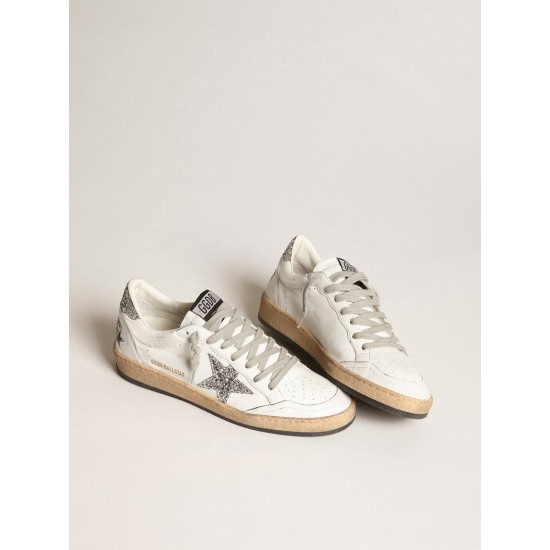 Women's Ball Star in nappa with white star and glitter heel tab Women's Ball Star in nappa with white star and glitter heel tab
