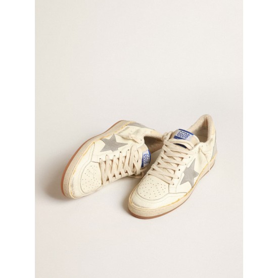 Ball Star in nappa leather with gray suede star and beige heel tab Ball Star in nappa leather with gray suede star and beige heel tab