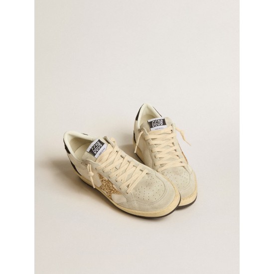 Ball Star LTD in nappa leather and suede with glitter star and black heel tab Ball Star LTD in nappa leather and suede with glitter star and black heel tab