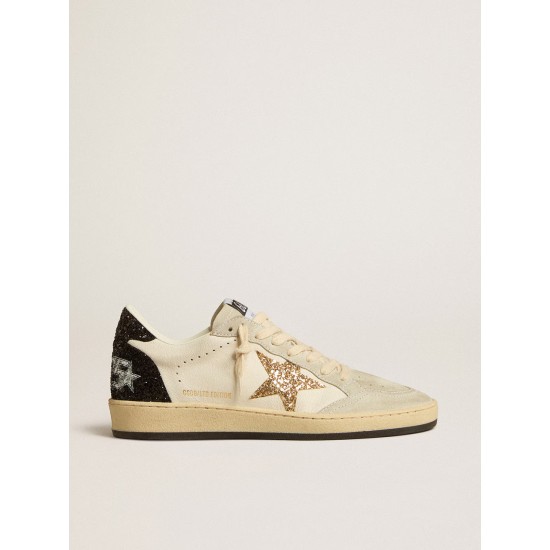 Ball Star LTD in nappa leather and suede with glitter star and black heel tab Ball Star LTD in nappa leather and suede with glitter star and black heel tab
