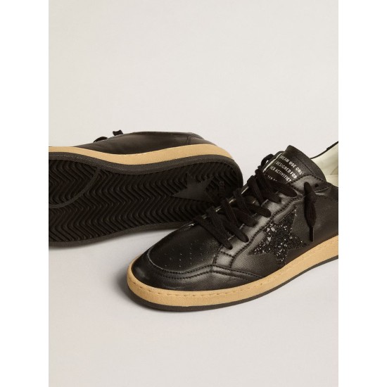 Ball Star in black nappa leather with black glitter star and suede heel tab Ball Star in black nappa leather with black glitter star and suede heel tab