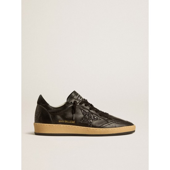 Ball Star in black nappa leather with black glitter star and suede heel tab Ball Star in black nappa leather with black glitter star and suede heel tab