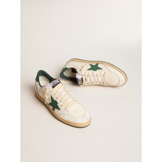 Women's Ball Star Wishes in white nappa leather with green leather star and heel tab Women's Ball Star Wishes in white nappa leather with green leather star and heel tab