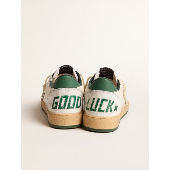 Women's Ball Star Wishes in white nappa leather with green leather star and heel tab Women's Ball Star Wishes in white nappa leather with green leather star and heel tab