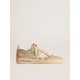 Ball Star in platinum glitter with cream leather star and nubuck toe Ball Star in platinum glitter with cream leather star and nubuck toe