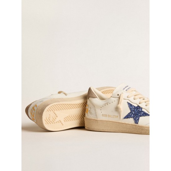 Ball Star with blue glitter star and dove-gray suede heel tab Ball Star with blue glitter star and dove-gray suede heel tab