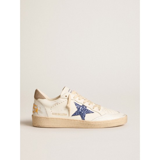 Ball Star with blue glitter star and dove-gray suede heel tab Ball Star with blue glitter star and dove-gray suede heel tab