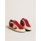 Ball Star in burgundy suede with silver leather star and heel tab Ball Star in burgundy suede with silver leather star and heel tab