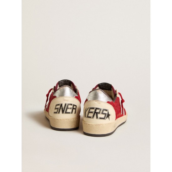 Ball Star in burgundy suede with silver leather star and heel tab Ball Star in burgundy suede with silver leather star and heel tab