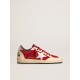 Ball Star in burgundy suede with silver leather star and heel tab Ball Star in burgundy suede with silver leather star and heel tab