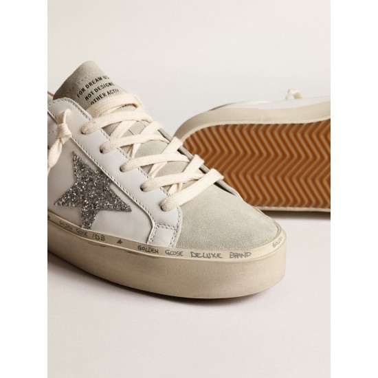 Hi Star with silver glitter star and dove-gray nubuck heel tab Hi Star with silver glitter star and dove-gray nubuck heel tab