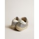 Women's Hi Star in silver glitter with suede star and white heel tab Women's Hi Star in silver glitter with suede star and white heel tab