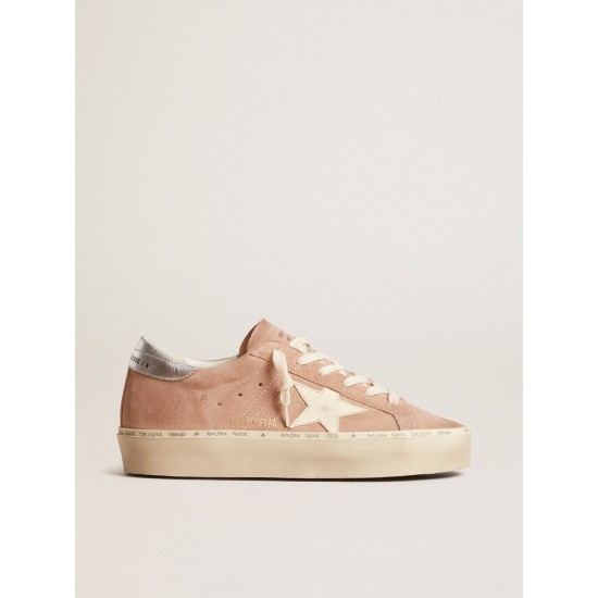Women's Hi Star in pink suede with cream star and silver leather heel tab Women's Hi Star in pink suede with cream star and silver leather heel tab