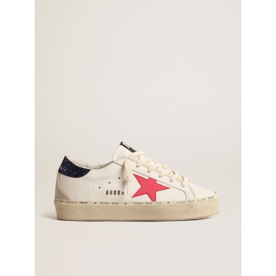 Hi Star with fuchsia leather star and blue glitter heel tab Hi Star with fuchsia leather star and blue glitter heel tab