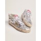 Women's Mid Star in silver laminated leather with dove gray star Women's Mid Star in silver laminated leather with dove gray star