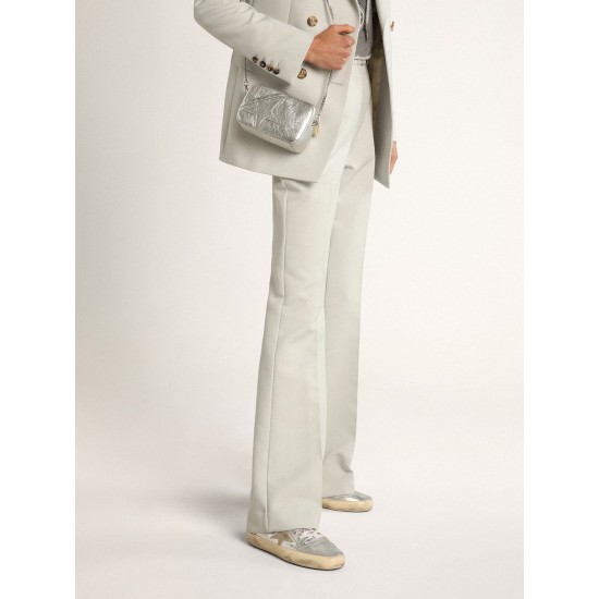 Women's Mid Star in silver laminated leather with dove gray star Women's Mid Star in silver laminated leather with dove gray star