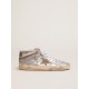 Women's Mid Star in silver laminated leather with dove gray star Women's Mid Star in silver laminated leather with dove gray star