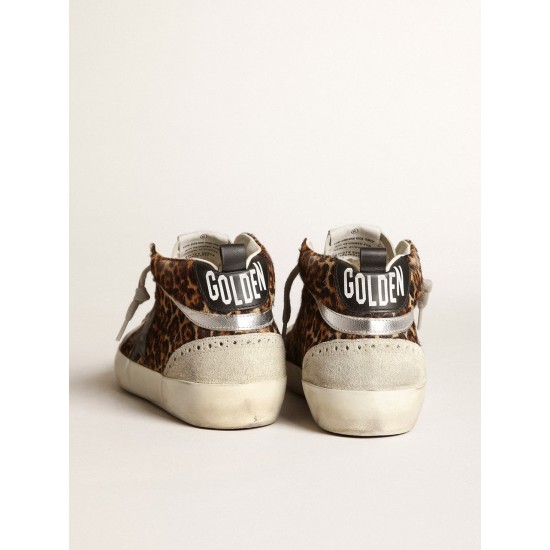 Women's Mid Star in leopard print pony skin with black star Women's Mid Star in leopard print pony skin with black star