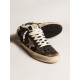 Women's Mid Star in black glitter with dove-gray suede star and heel tab Women's Mid Star in black glitter with dove-gray suede star and heel tab