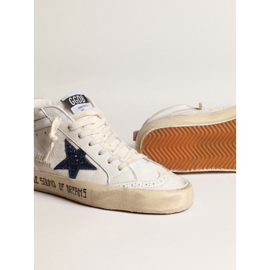 Mid Star with blue glitter star and pink suede heel tab Mid Star with blue glitter star and pink suede heel tab