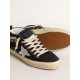 Mid Star in blue cotton with silver star and leather flash Mid Star in blue cotton with silver star and leather flash