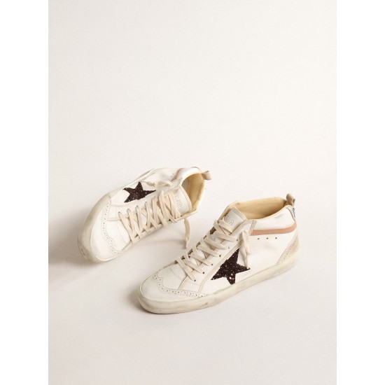 Mid Star LTD in nappa with glitter star and nude leather flash Mid Star LTD in nappa with glitter star and nude leather flash