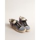 Mid Star LTD in lilac glitter with light blue suede inserts Mid Star LTD in lilac glitter with light blue suede inserts