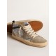 Mid Star in silver glitter with suede star and black flash Mid Star in silver glitter with suede star and black flash