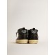 Women's Mid Star in black nappa with black glitter star and suede flash Women's Mid Star in black nappa with black glitter star and suede flash