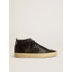 Women's Mid Star in black nappa with black glitter star and suede flash Women's Mid Star in black nappa with black glitter star and suede flash